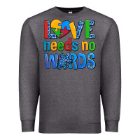 Charcoal Heather love needs no words autism Premium Sweatshirt - AdoDesignShop