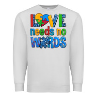 Dove Grey love needs no words autism Premium Sweatshirt - AdoDesignShop
