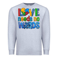 Heather Grey love needs no words autism Premium Sweatshirt - AdoDesignShop