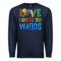 Navy love needs no words autism Premium Sweatshirt - AdoDesignShop