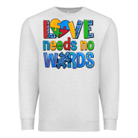 Oatmeal Heather love needs no words autism Premium Sweatshirt - AdoDesignShop