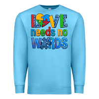 Ocean Blue love needs no words autism Premium Sweatshirt - AdoDesignShop
