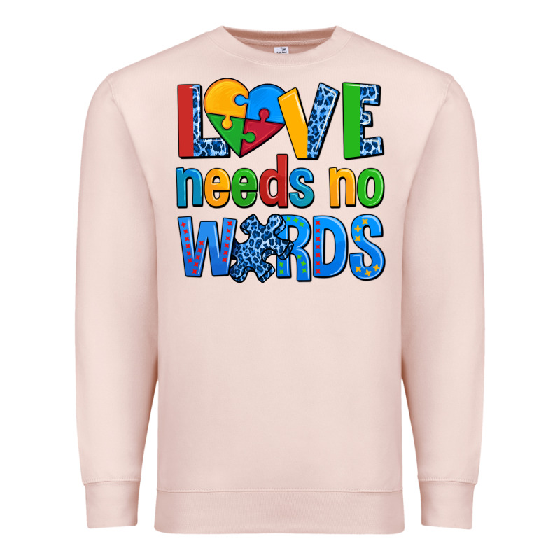 Love Needs No Words Autism Premium Sweatshirt by AdoDesignShop | Teevron