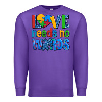 Purple love needs no words autism Premium Sweatshirt - AdoDesignShop