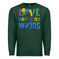 Sports Green love needs no words autism Premium Sweatshirt - AdoDesignShop