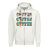 Oatmeal Heather western coffees Zipper Hoodie - BarkalooDesign