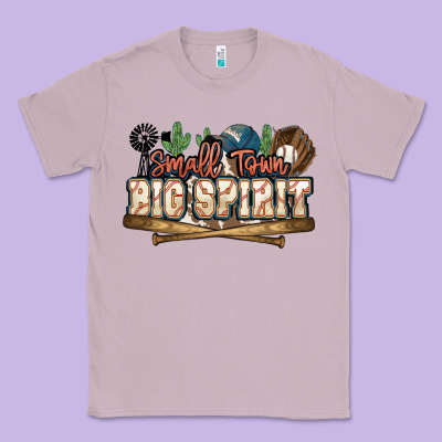 Small Town Big Spirit Baseball Classic Tee Designed By Howdyjamesfarm