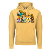 Vintage Mustard Easter Day He is alive with cross Vintage Hoodie - OliviaCreatesArt