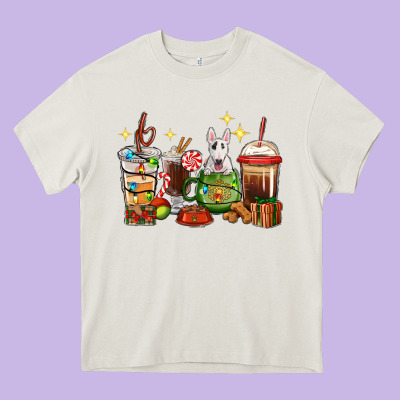 Christmas Coffee Cups With Bull Terrier Heavy Core Tee Designed By Ranaportraitstore