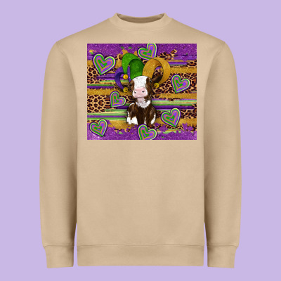 Mardi Gras Cow Heavyweight Sweatshirt Designed By Artiststas