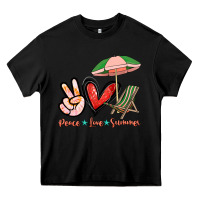 Black Peace love summer Heavy Core Tee - NancyCooperArtShop