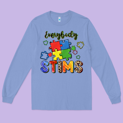 Everybody Stims Long Sleeve Tee Designed By Fadigitalartstudio
