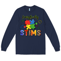Navy Everybody stims Long Sleeve Tee - FaDigitalArtStudio