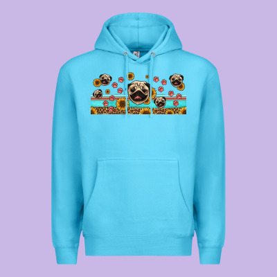 Western Pug Dogs Premium Hoodie Designed By Jasminsmagicworld