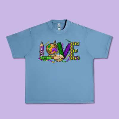 Love Teacher Mardi Gras Urban Heavy Tee Designed By Oliviacreatesart