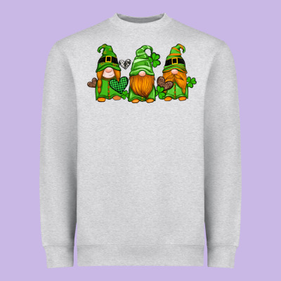 St Patricks Day Gnomes With Western Hearts And Shamrocks Heavyweight Sweatshirt Designed By Artiststas