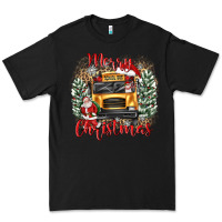 Black merry christmas school bus Premium Tee - texasbilliewilder