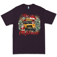 Plum merry christmas school bus Premium Tee - texasbilliewilder