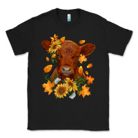 Black fall red angus calf dried leaves and sunflowers Classic Tee - RanaPortraitStore