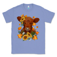 Colony Blue fall red angus calf dried leaves and sunflowers Classic Tee - RanaPortraitStore