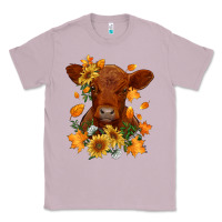 Lilac fall red angus calf dried leaves and sunflowers Classic Tee - RanaPortraitStore
