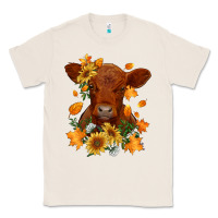 Natural fall red angus calf dried leaves and sunflowers Classic Tee - RanaPortraitStore
