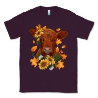 Plum fall red angus calf dried leaves and sunflowers Classic Tee - RanaPortraitStore