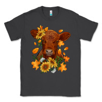 Smoke fall red angus calf dried leaves and sunflowers Classic Tee - RanaPortraitStore