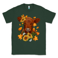 Sports Green fall red angus calf dried leaves and sunflowers Classic Tee - RanaPortraitStore