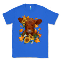 True Royal fall red angus calf dried leaves and sunflowers Classic Tee - RanaPortraitStore