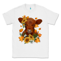 White fall red angus calf dried leaves and sunflowers Classic Tee - RanaPortraitStore