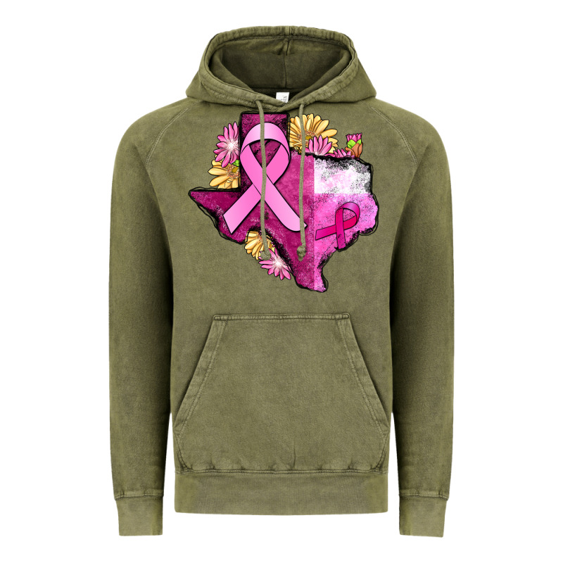 Texas Cancer Awareness Map Vintage Hoodie by FaDigitalArtStudio | Teevron