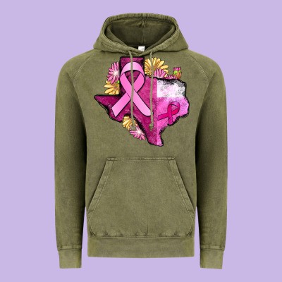 Texas Cancer Awareness Map Vintage Hoodie Designed By Fadigitalartstudio