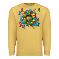 Antique Gold autism sunflower ribbon Premium Sweatshirt - AdoDesignShop