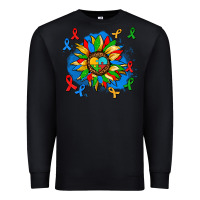 Black autism sunflower ribbon Premium Sweatshirt - AdoDesignShop