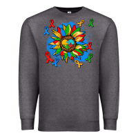 Charcoal Heather autism sunflower ribbon Premium Sweatshirt - AdoDesignShop