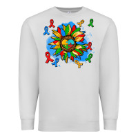 Dove Grey autism sunflower ribbon Premium Sweatshirt - AdoDesignShop