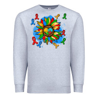Heather Grey autism sunflower ribbon Premium Sweatshirt - AdoDesignShop