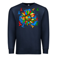 Navy autism sunflower ribbon Premium Sweatshirt - AdoDesignShop
