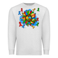 Oatmeal Heather autism sunflower ribbon Premium Sweatshirt - AdoDesignShop