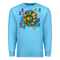 Ocean Blue autism sunflower ribbon Premium Sweatshirt - AdoDesignShop