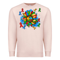 Pale Pink autism sunflower ribbon Premium Sweatshirt - AdoDesignShop