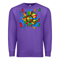 Purple autism sunflower ribbon Premium Sweatshirt - AdoDesignShop
