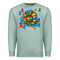 Seafoam autism sunflower ribbon Premium Sweatshirt - AdoDesignShop