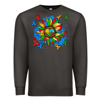 Smoke autism sunflower ribbon Premium Sweatshirt - AdoDesignShop