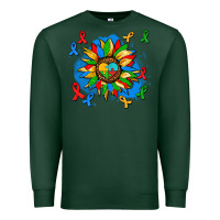 Sports Green autism sunflower ribbon Premium Sweatshirt - AdoDesignShop
