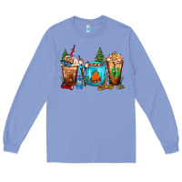 Colony Blue Camping Coffee Cups Long Sleeve Tee - FaDigitalArtStudio