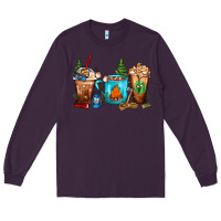 Plum Camping Coffee Cups Long Sleeve Tee - FaDigitalArtStudio