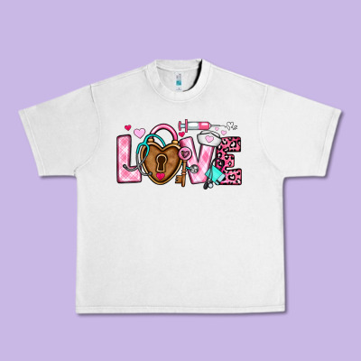 Love Valentines Day Nurse Urban Heavy Tee Designed By Oliviacreatesart