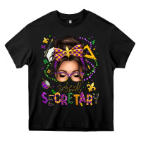 Black mardi gras school secretary caucasian messy bun Heavy Core Tee - texasbilliewilder